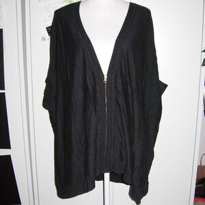 Gaiam Black Coccoon Zip Front Oversized Cardigan S/M